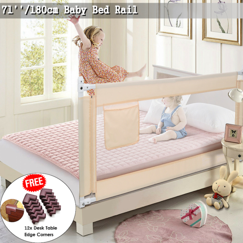 71''/180cm Toddler Bed Rail Guard Baby Safety Bedrails Swing Down Anti Falling